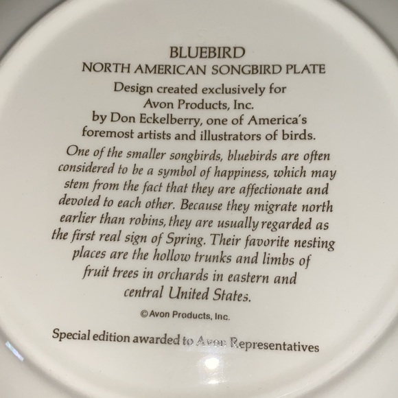 1975 Avon Special Edition American Songbird Bluebird Plate IOB - Picture 6 of 10